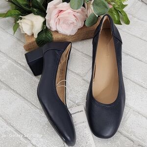 Essentials Women's Black Block Heel Shoes